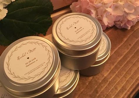 Set Of 12 Wreath Custom Wedding Favor Candle Tins In 2021 Candle