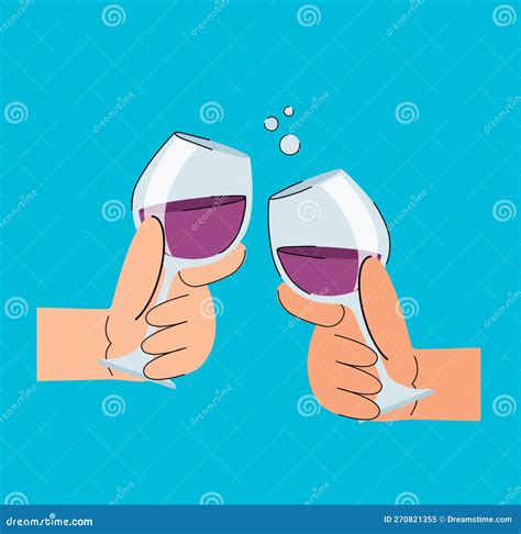 Cheers Wine Glasses Vector Illustration Stock Vector Illustration Of