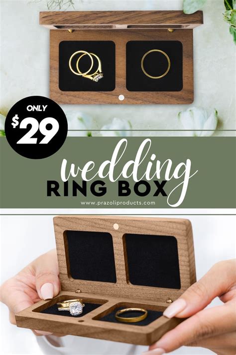 Prazoli Ring Box For Wedding Ceremony Walnut Wooden Ring Bearer Box