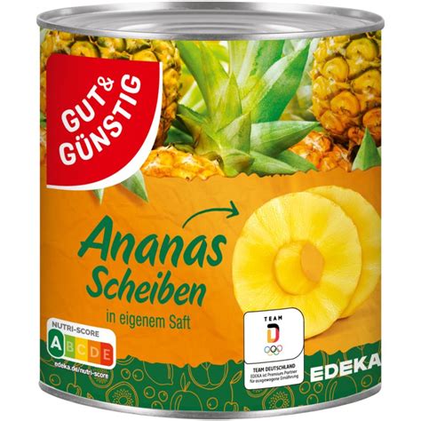 Gut Günstig Ananas Scheiben in eigenem Saft 565g Dose