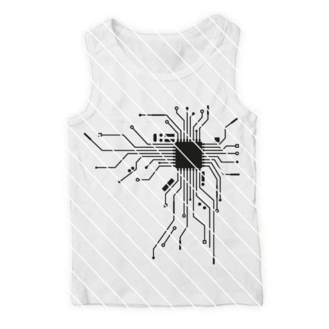 A White Tank Top With An Electronic Circuit Printed On The Front And