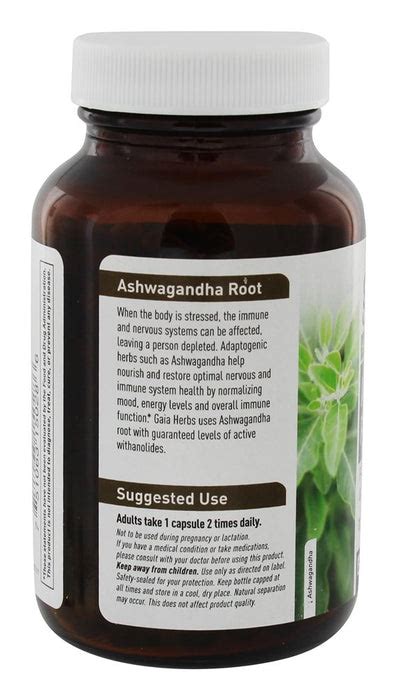 Gaia Herbs Ashwagandha Root Liquid Phyto Caps 120 Vegetarian Capsules