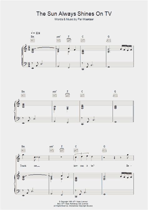 Take On Me Piano Sheet Music | OnlinePianist