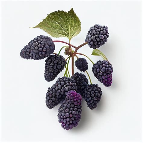 Premium Ai Image Branch Of Blackberries With The Leaves On White Background