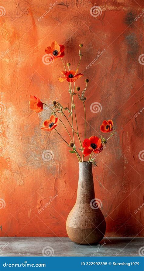 Modern Wall Texture Background With Flower Vase Stock Illustration