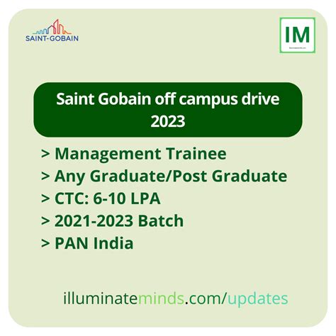 Saint Gobain Off Campus Drive 2023 Management Trainee Any Graduate