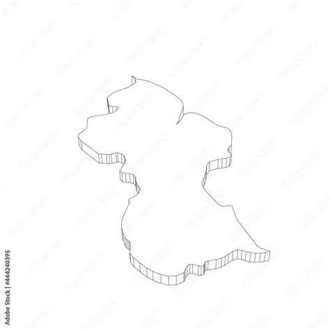 Guyana D Black Thin Outline Silhouette Map Of Country Area Simple