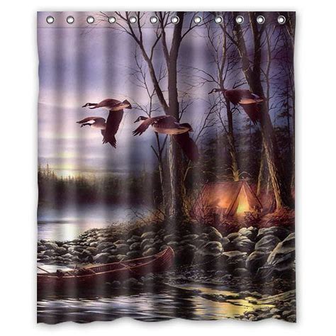 Hellodecor Mallard Ducks Fly In Skyed Shower Curtain Polyester Fabric