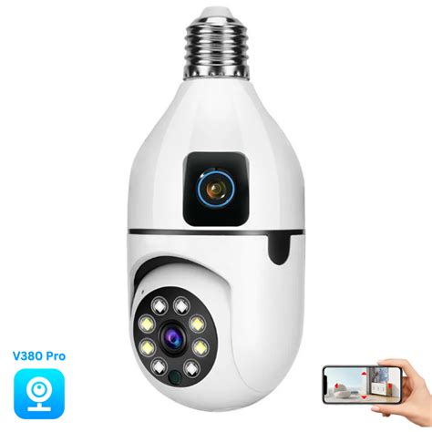 Bulb WIFI Dual 2 Lens Camera WIFI Smart Camera V380 Pro OMNI Smart