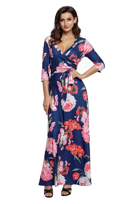 Automne Imprim Floral Robes Femmes Robes Marine Imprim Floral