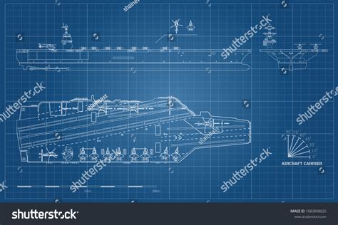 Blueprint Aircraft Carrier Military Ship Top Stock Vector (Royalty Free ...