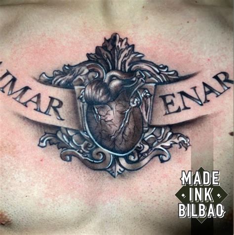 Tatuaje Pecho Corazón Y Nombres Made Ink Bilbao