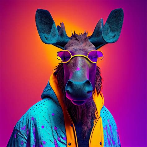 Premium Ai Image A Colorful Image Of A Moose Wearing Sunglasses And A