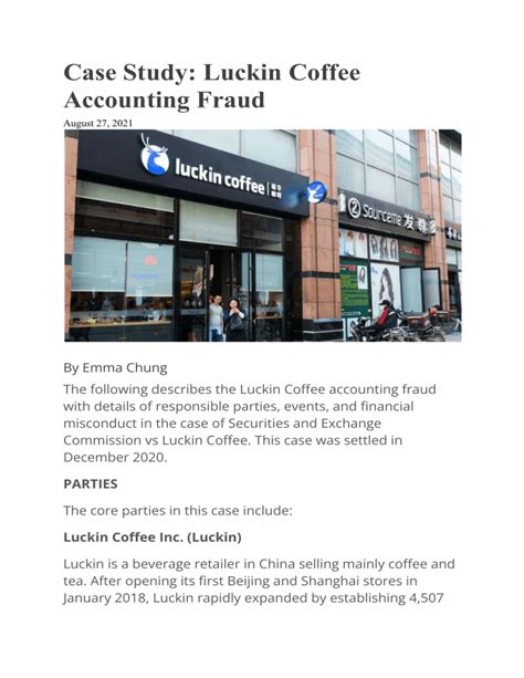 Case Study Luckin Coffee Accounting Fraud Docx