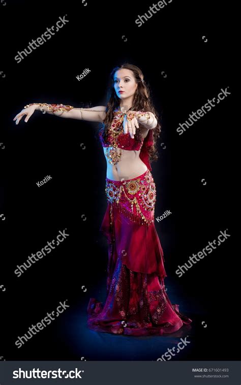 Dancer Brunette Girl Long Hair Red Stock Photo Shutterstock