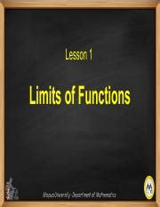 Lesson 1-Limits of Functions.pdf - Lesson 1 Limits of Functions ...