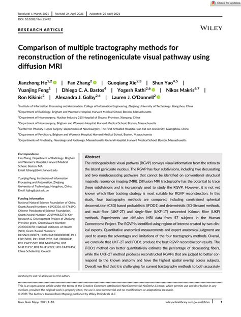 PDF Comparison Of Multiple Tractography Methods For Reconstruction Of