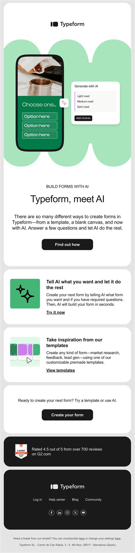 Email Design Inspiration by Typeform