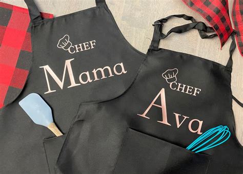 Mom And Daughter Apron Rose Gold Personalized Apron Present Etsy