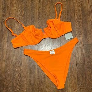 H M Swim Nwt Hm Neon Orange 2 Piece Bikini Size Large Poshmark