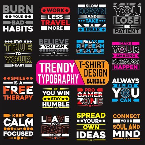 Premium Vector Trendy Typography Tshirt Design Bundle