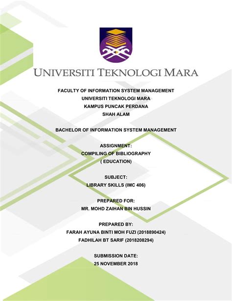 Uitm Assignment Cover Page Images Photos Mungfali