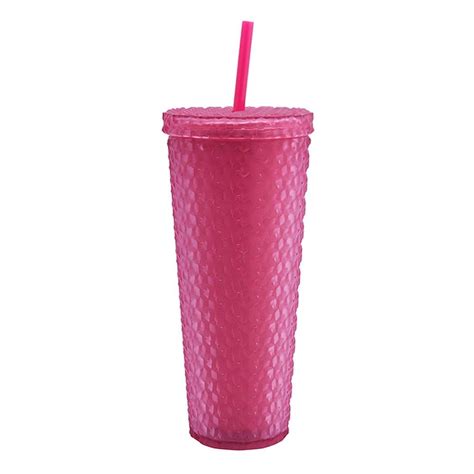 Vaso Con Popote Mainstays Texturizado 770 Ml Rosa Walmart