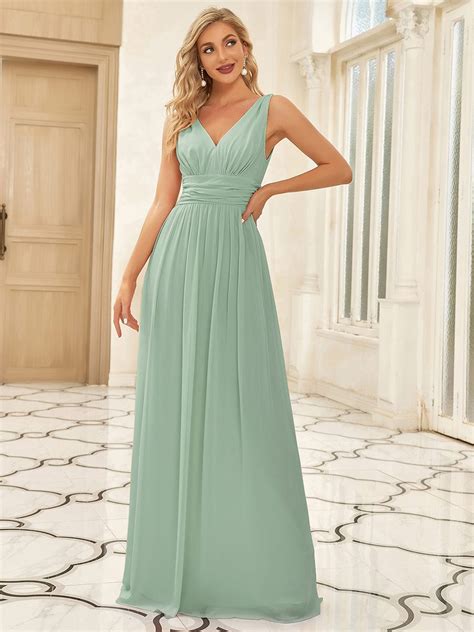 Sleeveless A Line Empire Waist Chiffon Maxi Evening Dress Ever Pretty Uk