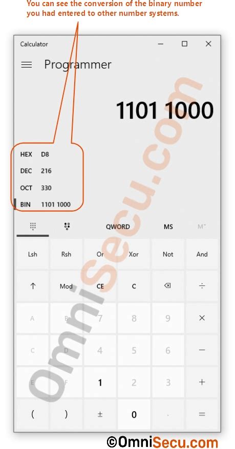 How to use calculator for binary, decimal and hexadecimal number ...