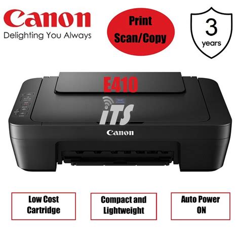 Canon PIXMA E410 AIO Printer Print Scan Copy Black Gray Green