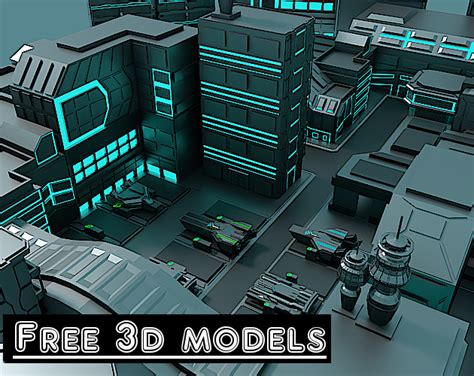 low poly futuristic city assets by niko-3d-models