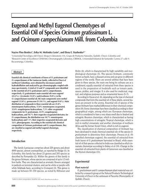 (PDF) Eugenol and Methyl Eugenol Chemotypes of Essential Oil of Species ...