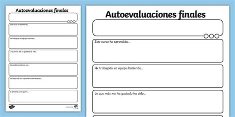 Ficha de autoevaluación final teacher made Twinkl