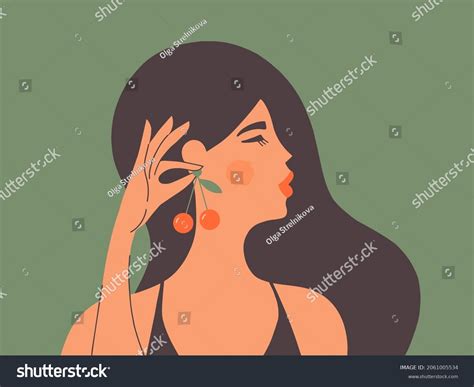 Young Woman Long Black Hair Scarlet Stock Vector Royalty Free