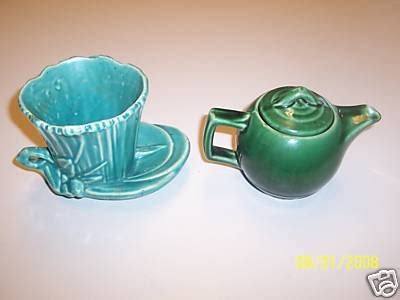 McCoy Teapot, McCoy Planter Aqua Lotus Leaf | #43473940