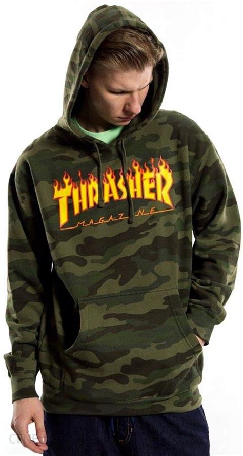 Thrasher Bluza Z Kapturem Magazine Hoody Flame Logo Forest Camo Ceny