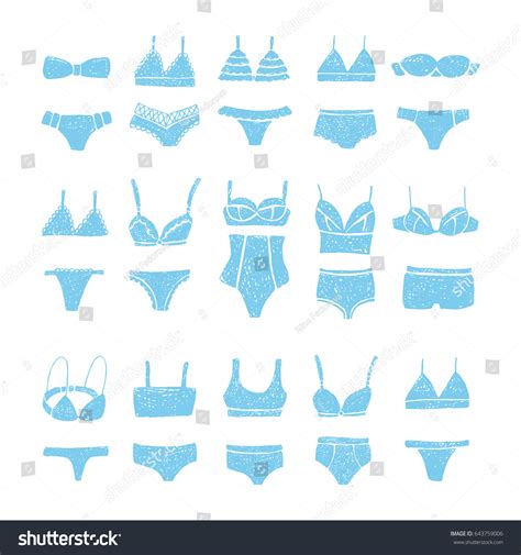 Set Underwear Lingerie Vector Hand Drawn Stock Vektorgrafik