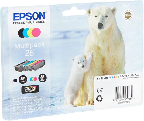 Epson 26 Polar Bear Genuine Multipack 4 Colours Claria Premium Ink