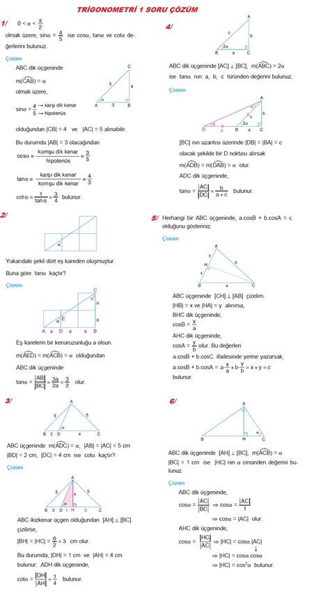 11 sınıf matematik trigonometri soruları ve çözümleri bilgi90