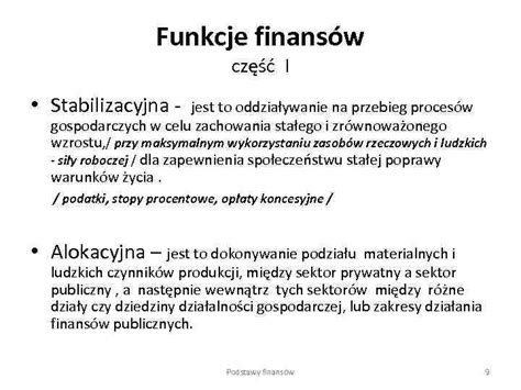 Finanse Podstawowe Poj Cia Definicje Podstawowych Poj Funkcje Finans W