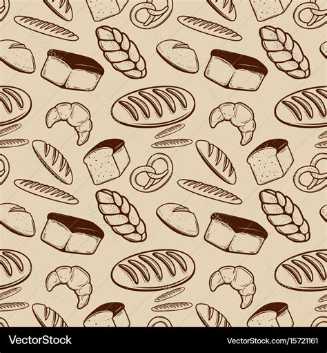 Bakery Seamless Pattern With Bread Bun Bagel Vector Image