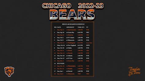 2022 2023 Chicago Bears Wallpaper Schedule