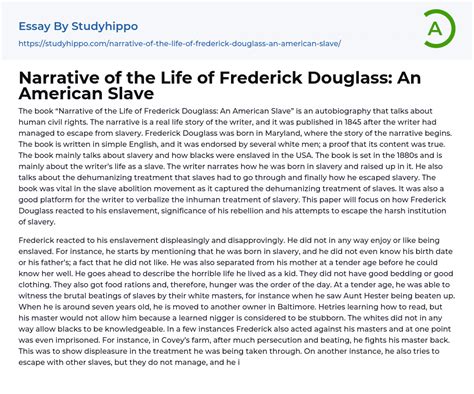 Narrative Of The Life Of Frederick Douglass An American Slave Essay