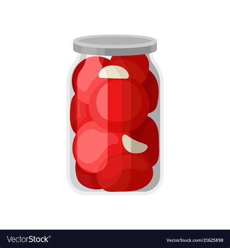 Canned Tomatoes In Glass Jar Marinated Vegetables Vector Image