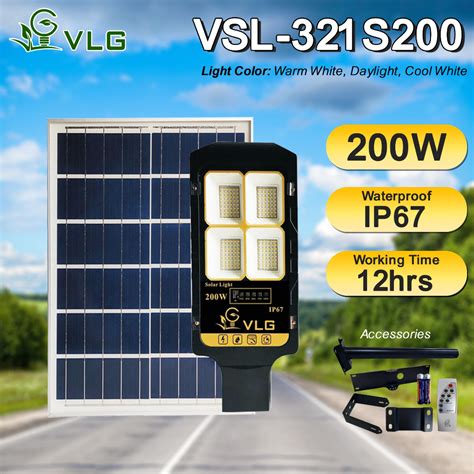 VGL VSL 321S 200W 400W Solar Street Light With Motion Sensors Remote