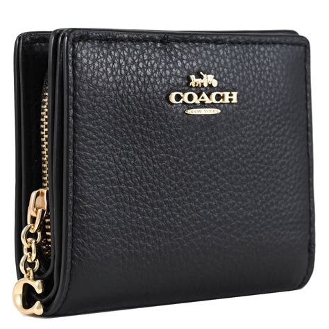 Coach 蔻馳 金屬c Logo荔枝皮革對折零錢短夾黑 Pchome 24h購物