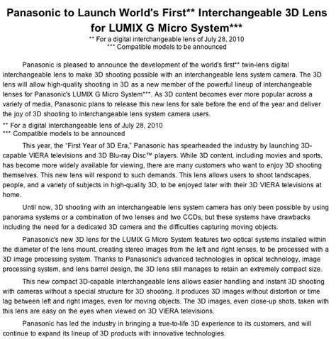 Panasonic 3D lens | Photographs, Photographers and Photography
