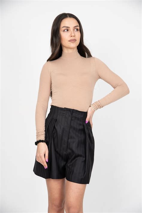 Nude Cotton Blouse Handmade Fitted Blouse Handmade Long Sleeved Blouse Soft Beige Fashionable