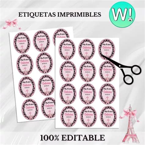 Etiquetas Imprimibles Editables Par S A Os Souvenirs En Venta En R O