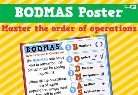 Bodmas Poster Bodmas Order Of Operations Teacher Resources